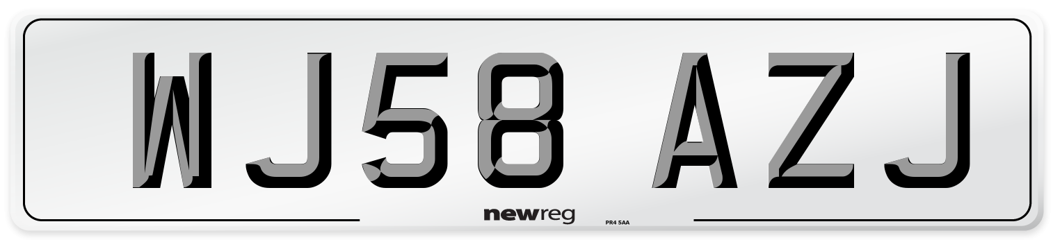 WJ58 AZJ Number Plate from New Reg